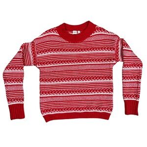 GAP‎ Women's Red White Fair Isle Knit Sweater Pullover XS
